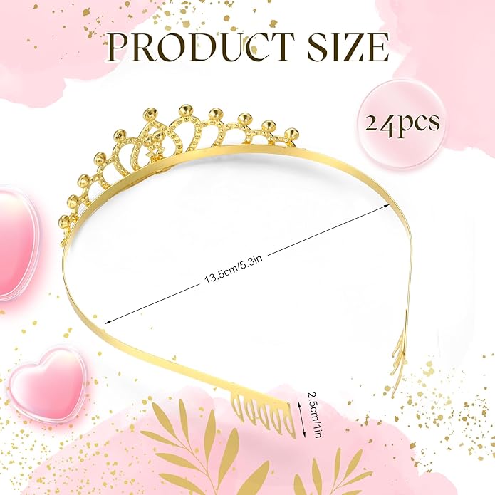 24 Pcs Crystal Tiara Headbands for Women Princess Headband Crown with Combs Tiaras and Crowns for Pageant Bridal Wedding Prom Party Gifts