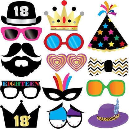 18th Birthday Photo Booth Party Props - 40 Pieces - Funny 18th Birthday Party Supplies, Decorations and Favors