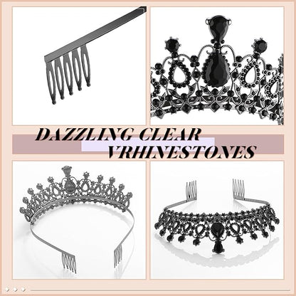 12 Pcs Crystal Tiara and Princess Crown with Comb Crown Rhinestone Women Girls Tiara Headpiece Queen Hair Accessories for Birthday Party Wedding Prom Halloween Cosplay Costume