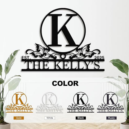 Personalized Monogram Metal Sign, Custom Last Name & Est. Year Wall Art, Rustic Wall Art Family Name Plaque Outdoor/Indoor Home Wall Decor – Unique Wedding, Anniversary, or Housewarming Gift