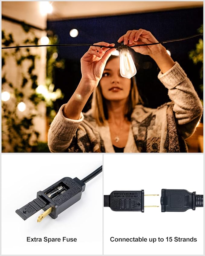 Lightdot 350FT Outdoor String Lights, LED Bistro String Lights with Shatterproof ST38 Bulbs, 2200K Dimmable, Waterproof Hanging Lights for Porch, Party, Garden, Backyard, Balcony