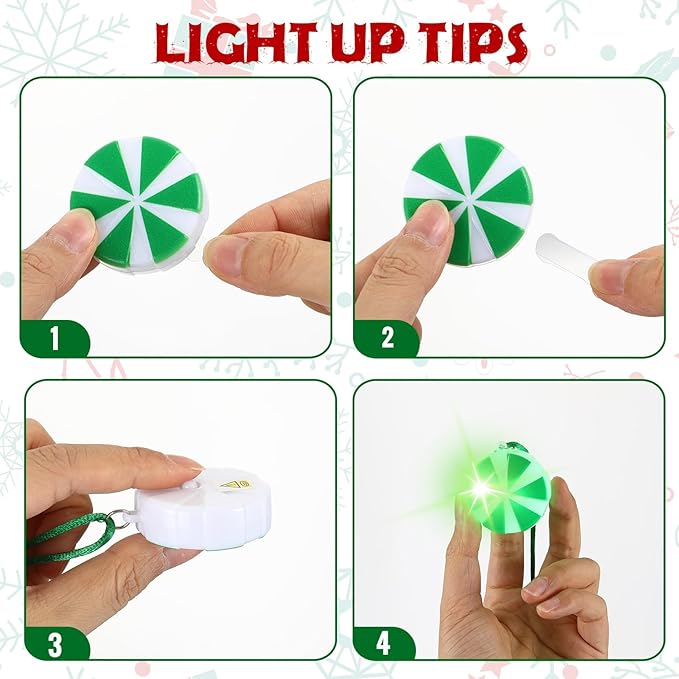 Yinkin 30 Pcs Christmas Light up Necklace for Adults Flashing Necklaces Christmas Accessory for Xmas Party Favors Stocking Stuffers Xmas Ornaments Decoration Party Supplies (Candy)