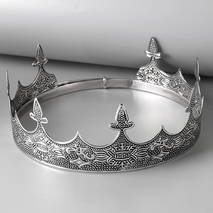 King Crowns Metal Hair Band for Men Gold Crowns and Tiara for Theme Birthday Party Costume Accessories