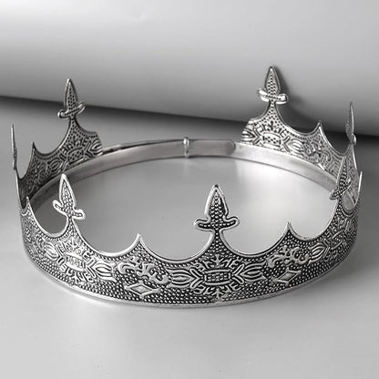 King Crowns Metal Hair Band for Men Gold Crowns and Tiara for Theme Birthday Party Costume Accessories