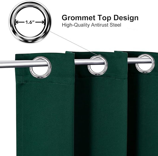 ChrisDowa Blackout Curtains 70 inches Wide for Bedroom - Extra Wide Grommet Thermal Insulated Room Darkening Curtains for Living Room (1 Panel, Forest Green, 70 x 84 Inch)