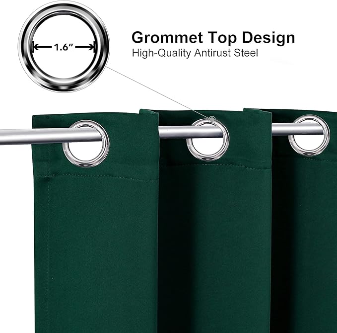 ChrisDowa Room Divider Curtain 90 Inches Long, Wide Blackout Sliding Door Curtain for Bedroom, Room Darkening Privacy Window Curtain for Patio Door (1 Panel Set, Forest Green, 100 x 90 Inch)