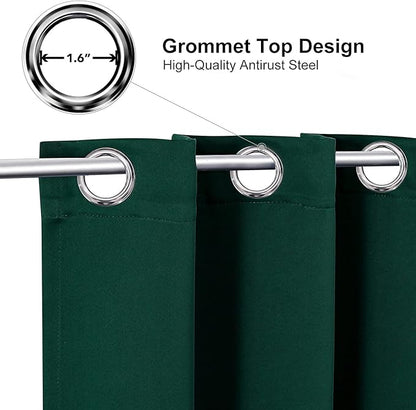 ChrisDowa Grommet Blackout Curtains for Bedroom - Thermal Insulated Room Darkening Curtains for Living Room (1 Panel Set, Forest Green,42W x 63L)