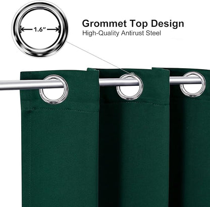 ChrisDowa Blackout Curtains 102 Inches Long for Living Room, Grommet Thermal Insulated Room Darkening Curtains for Bedroom (1 Panel Set, Forest Green, 52W x 102L)