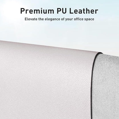 Aothia Faux Leather Desk Mat - Non-Slip PU Leather Desk Blotter, Waterproof Writing Surface, Large Desk Pad for Office & Home (Pale Lavender White, 55" x 17")