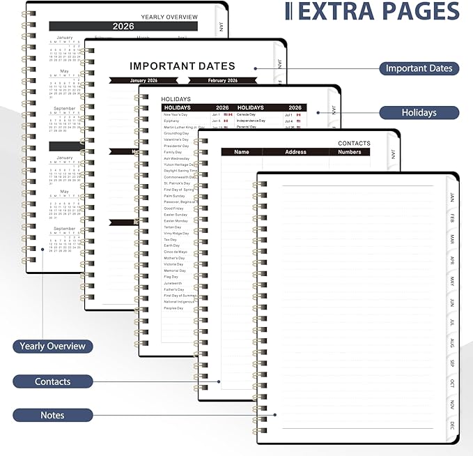 2026 Planner, Weekly and Monthly Calendar Academic Planner, Jan 2026 - Dec 2026, 8.5‘’ x 11'', Planning Agenda Book for Desk Accessories and School Supplies - Letter Size