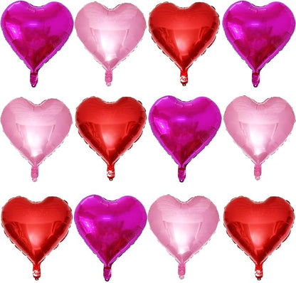 Red Heart Shaped balloons Pack of 12,18 Inch Hot Pink Love Valentine Balloons Pink Heart Romantic Balloons For Valentines Day Propose Marriage Wedding Bridal Shower Engagement Party Decorations