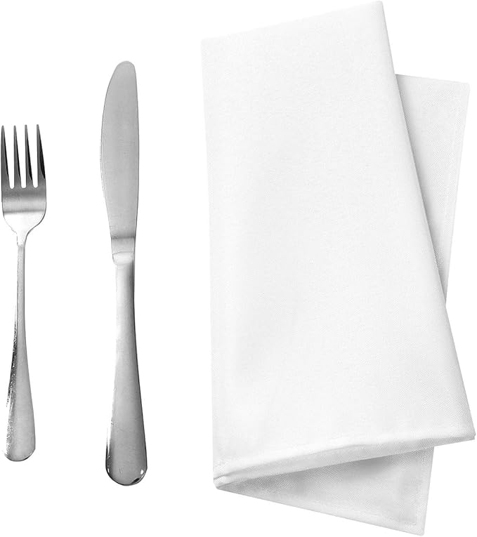 25pcs Polyester Cloth Napkins - 17 x 17 inch White Dinner Washable Napkins with Hemmed Edges for Restaurant/Wedding/Hotel(25,White)