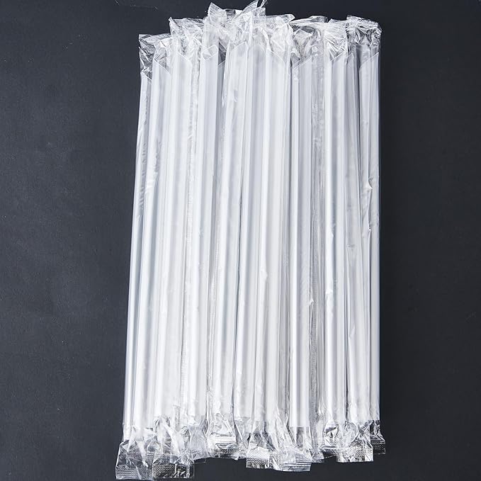 Disposable Crystal-Clear Plastic Boba Straws [11mm Wide 9 Inch] - 600 Individually Wrapped Bulk Heavy-Duty Straws for Bubble Tea, Smoothies, Thick Shakes, Parties & Cafes