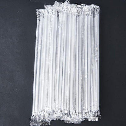 Disposable Crystal-Clear Plastic Boba Straws [11mm Wide 9 Inch] - 600 Individually Wrapped Bulk Heavy-Duty Straws for Bubble Tea, Smoothies, Thick Shakes, Parties & Cafes