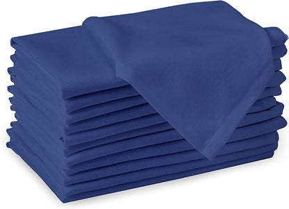 Encasa XO Cobalt Blue Cloth Napkins Set of 12, 17"x17" | Solid Color Cotton Dinner Napkins | Washable & Reusable Napkins for Dining Table Fall Decoration, Holiday & Christmas Festivals