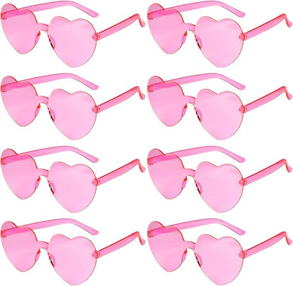 PLULON Heart Sunglasses for Women 5/12/25 Pcs, Heart Glasses Valentine Day Rimless Shaped Candy Color Fun Glasses Party Favor