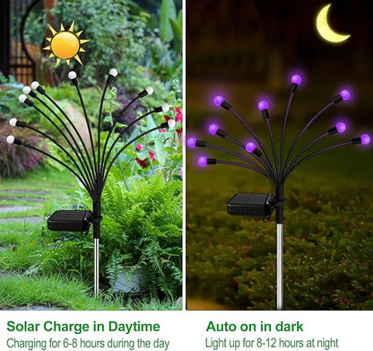 Kohlrabi Solar Garden Lights Outdoor, 6 Pack 60 LED Solar Purple Firefly Lights Waterproof, Sway by Wind, Halloween Swaying Light for Yard Patio Backyard Garden Planter Flower Bed Pathway Decoration