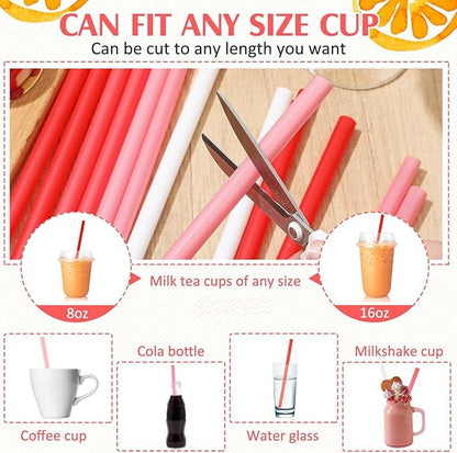 Tessco for you Jumbo Smoothie Straws Bulk Large Plastic Disposable Bubble Tea Straws Wide-Mouthed Individually Wrapped for Tall Homemade Milkshakes Drinking(9.84 Inch,Red,600 Pcs)