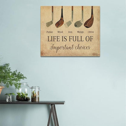 Golf Wall Art Golf Pictures Wall Decor Golfing Canvas Poster Prints Rustic Decorations Painting Framed Artwork Office Home Decor For Bathroom Bedroom Dining Living Room 24"x20"