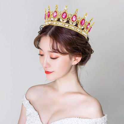 Queen Golden Rose Rhinestone Tiaras for Women - Costume Party Hair Accessories Princess Birthday Tiara Crystal Bridal Crown