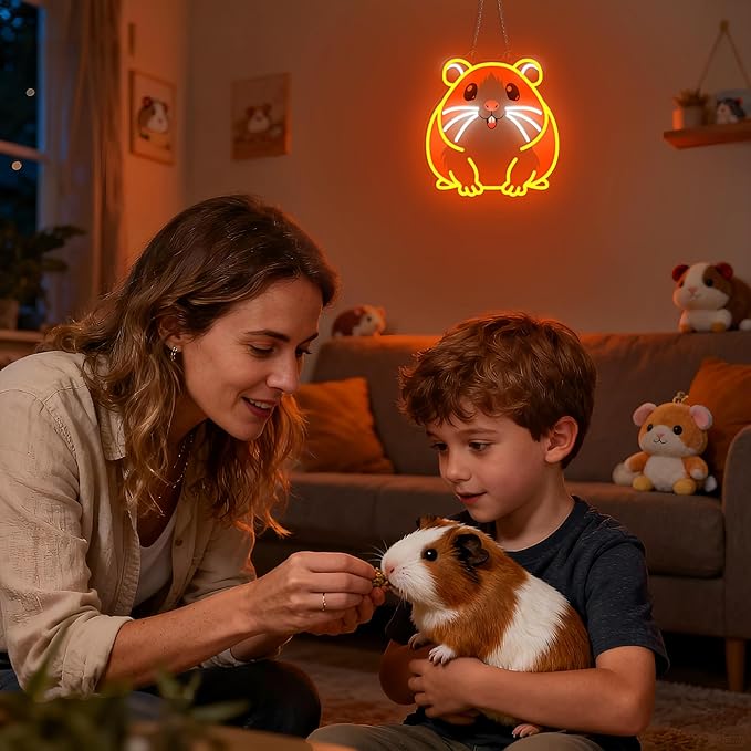 Guinea pig Neon Sign, Dimmable Wall Decor Light. Birthday Party Decorations for Home, Patio, Garden, Bars, Restaurants, Hotels, Stores, Clubs, Gift for Friends Family and Kids