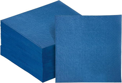Lake Blue Cocktail Napkins 5 * 5inch disposable Beverage Napkin paper for Cocktail, Wedding, Dinner，Birthday Party Dessert Wine Paper Napkins（ 120 Count）