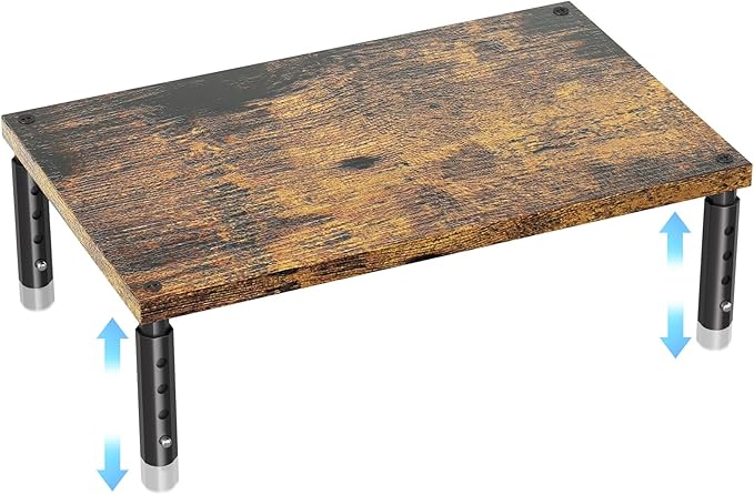 OPNICE Adjustable Monitor Stand Riser for Desk, Computer & Laptop Stand, Desk Organizers and Accessories, Office Desk Accessories & Workspace Organizer for Home Office, Brown Wood