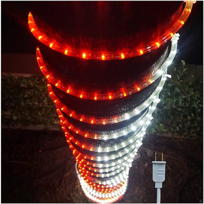 Russell Decor 80ft /864 LEDs Rope Lights Indoor Outdoor Decorative Lighting for Christmas and Party Trees Patio Deck Flexible String Lights (Red White)