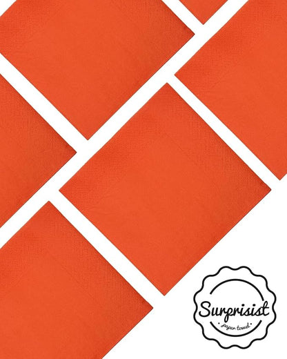 Orange Red Cocktail Napkins 5 * 5inch disposable Beverage Napkin paper for Cocktail, Wedding, Dinner，Birthday Party Dessert Wine Paper Napkins（ 120 Count）