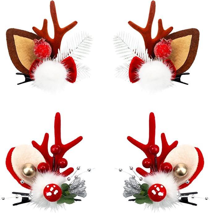 TOECWEGR Christmas Reindeer Antlers Headband Hair Clips Hair Hoop Girl Holiday Beauty Headdress