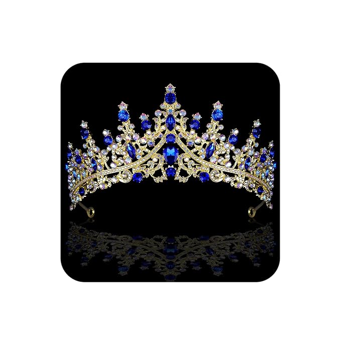COCIDE Blue Crowns fpr Women Tiaras for Women Royal Blue Crown Hair Accessories Princess Halloween Cosplay Birthday Pageant Bride Headpieces Wedding Bridal