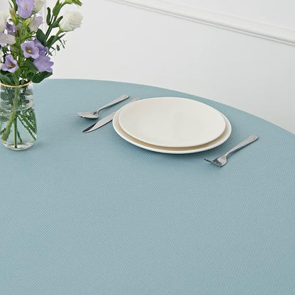 maxmill Round Textured Tablecloth Spill-Proof Wrinkle Free Soft Jacquard Table Cloth for Circular Table Cover, for Dining Room Buffet Banquet Parties Holiday Dinner, 70 Inch Dusty Blue