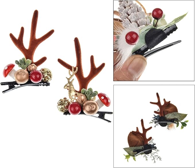 TOECWEGR Christmas Reindeer Antlers Headband Hair Clips Hair Hoop Girl Holiday Beauty Headdress