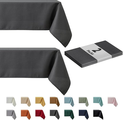 maxmill 2 Pack 60 x 84 Inch Charcoal Textured Rectangle Tablecloth Water Resistant Wrinkle Free Spillproof, Soft Jacquard Table Cloth for Banquet Parties Event Holiday Dinner, Indoor and Outdoor Use