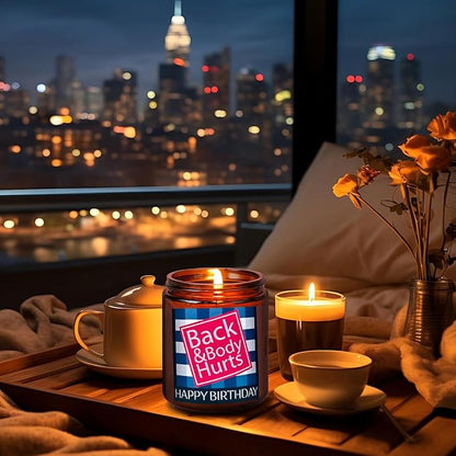 Funny Happy Birthday Candle Gifts for Women Men - Fun Relaxing 30th 40th 50th 60th Birthday Presents for Her Mom Boss - Soy Candle for Home - Sea Salt Jasmine Spa Candle for Stress Relief