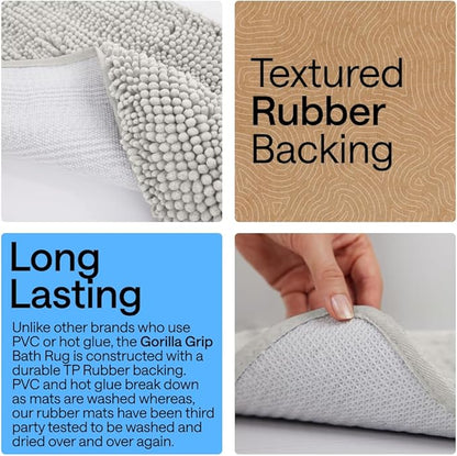 GORILLA GRIP Bathroom Rug Sets, Soft Chenille 2 Piece Area Rugs Set, Toilet Base Mat and 30x20 Carpet, Absorbent Microfiber Washable Mats Dry Quickly, Home Décor and Bath Room Accessories, Lt Gray