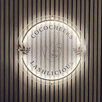 Custom Backlit Logo Sign, Personalized Floating Backlight Metallic/Acrylic LOGO for Business Wall, Large Illuminated Neon Sign Customizable Picture for Spa Beauty Studio Office Room Storefront Decor