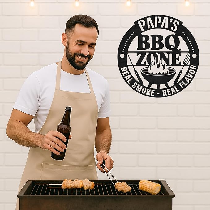 Personalized BBQ Metal Cut Sign, Custom Name Grill Wall Decor for Patio and Backyard, Rustic Outdoor Barbecue Gift