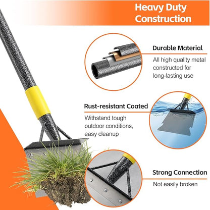 Garden Shovel, Weeding Tool, Multifunctional Garden Cleaning Shovels, 72 Inch Floor Scraper Long Handle, Heavy Duty Metal Flat Spade Shovel for Lawn Edging, Crack Weeder, Ice Chopper, Snow Shovel