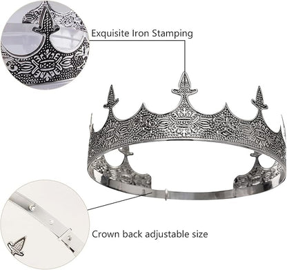 King Crown for Men Crowns Tiara for Birthday Party Costume
