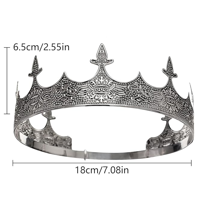 King Crowns Metal Hair Band for Men Gold Crowns and Tiara for Theme Birthday Party Costume Accessories