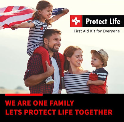 Protect Life First Aid Kit, Travel First Aid Kit for Car, 100 Piece Compact Emergency Preparedness Starter Kit for Home, Office, Camping, Hiking