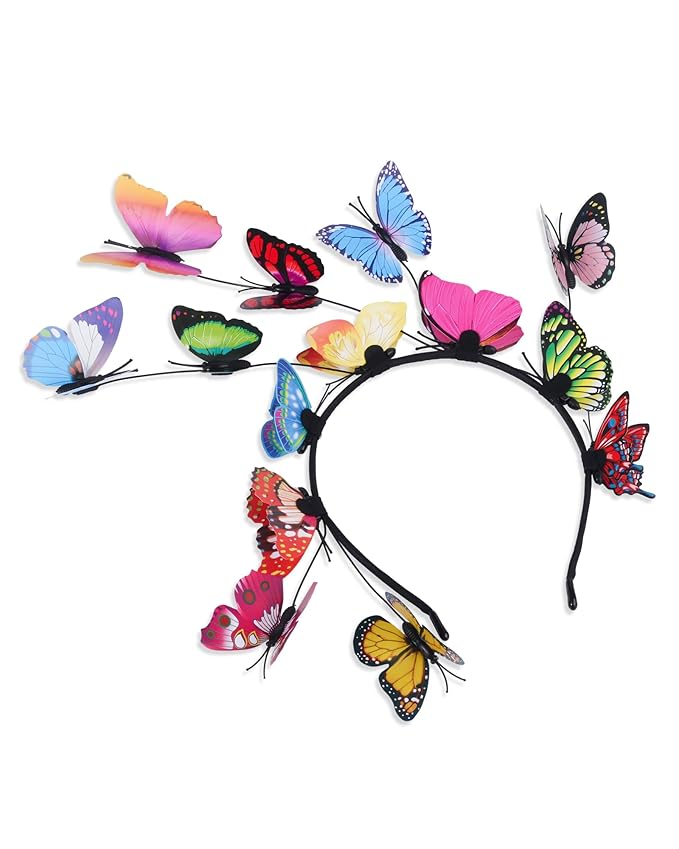 6Pack Butterfly Fascinator Headband Monarch Butterfly Crown with Clips Tea Party Nature-themed party Halloween costome Headpiece