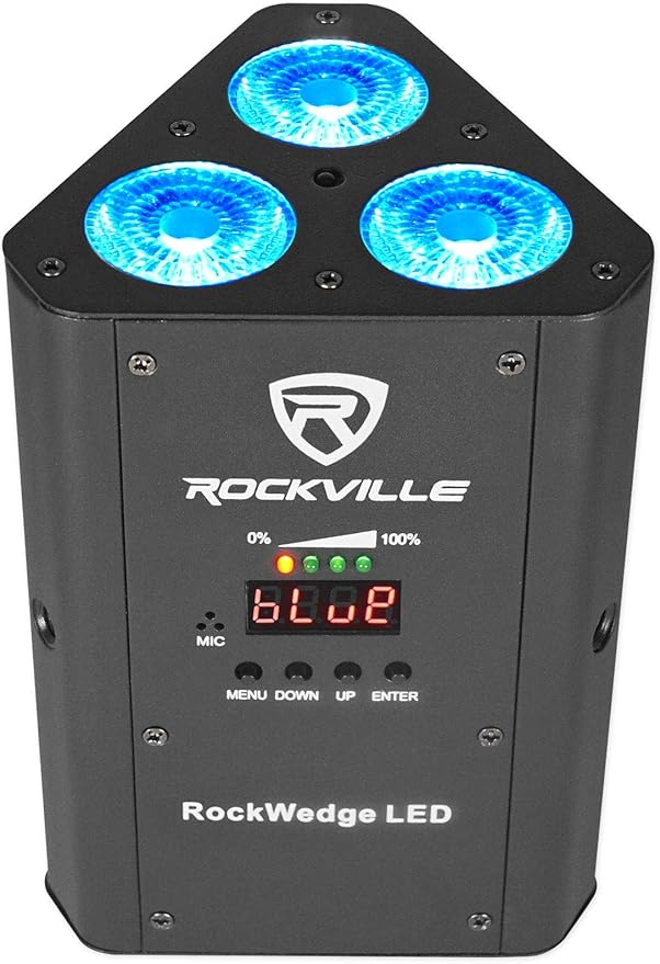 Rockville RockWedge LED 54W RGBWA+UV Battery Powered Par Light, Wireless DMX, Rechargeable, Compact Design, for DJs and Events