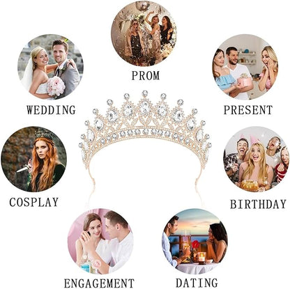 3 Pack Crystal Tiara and Princess Crown,Bridal Wedding Queen Headbands Prom Pageant Birthday Party Hair Accessories