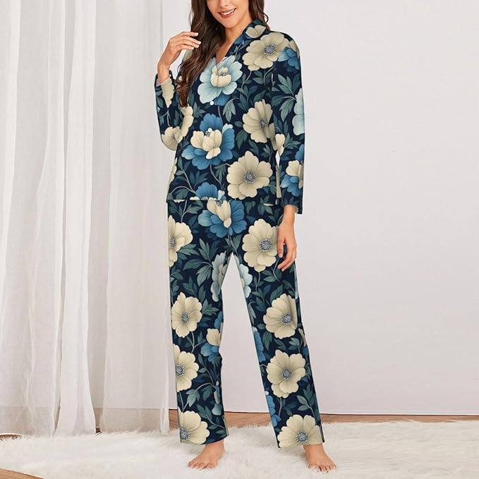 Retro Bee And Floral Women'S Pajama Sets Ultra-Soft Printed Sleepwear