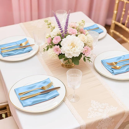 Bailarina 80 Pack Blue Mist Satin Napkins,17x17 Inches Wedding Napkins Square Soft Silky Table Napkins Bulk Decorative Elegant Cloth Napkin for Party Decoration, Banquet,Wedding,Graduation