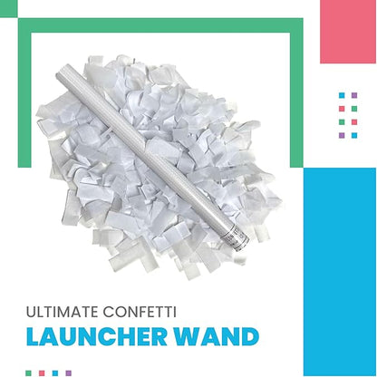 Ultimate Confetti Wand 14 inch Confetti Launcher Wand, White, 8 Pack - Great for Parties, Weddings and Events Tissue, Metallic and Biodegradable Options