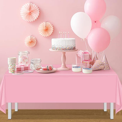MASHAN 24Pcs Pastel Tablecloths,Plastic Mix Color Tablecloth Disposable Rectangle Table Covers for Baby Shower, Wedding,Girls Birthday Party and Ice Cream Party Decoration,6Color, 54 x 108 Inch