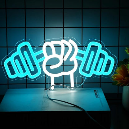 Dumbbell Neon Sign For Home Décor,Bedroom Decor,Led Sign,Room Neon Sign,Gym Decor,Sports Neon Sign,Men Women Wall Décor Gift Size 16''